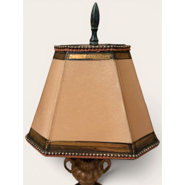 French Pair of Miniature 19th Century French Bronze Flame and Urn Fragment Lamps For Sale - Image 3 of 4