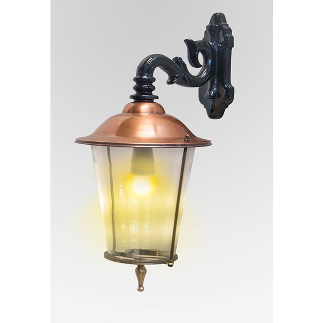 Antique Round Copper Hanging Wall Lantern, in Flawless conditions. Designed from 2000 Up to 250V (Europe/UK Standard).The...