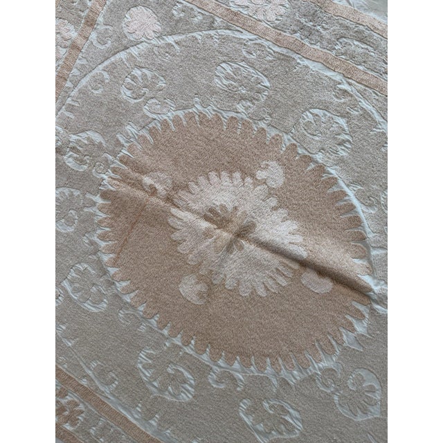 Mid 20th Century Tashkent Suzani Tablecloth 4'4'' X 4'4'' For Sale - Image 9 of 16