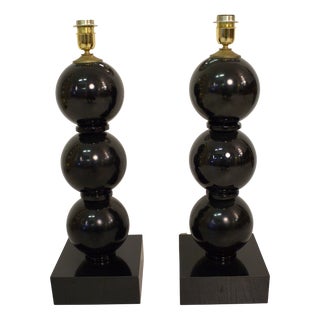 Murano Glass Table Lamps, 1980s, Set of 2 For Sale