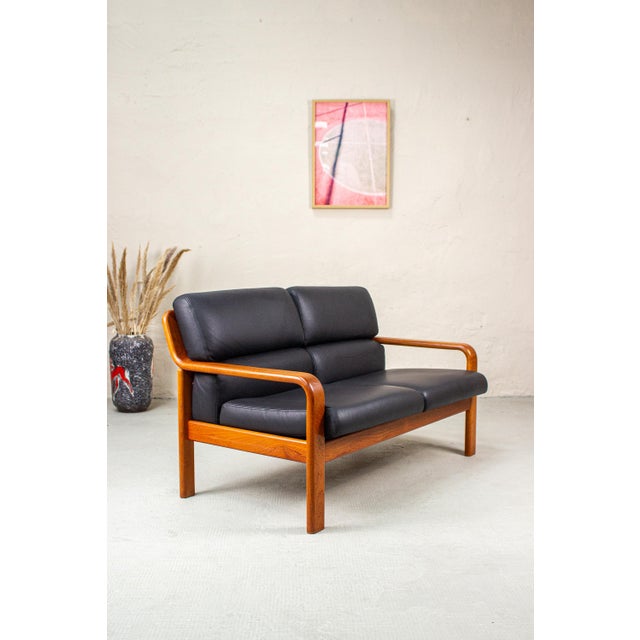 Vintage Teak and Leather 2-Seater Sofa from Olsen & Laursen, 1980s For Sale - Image 17 of 17