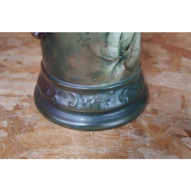 Early 20th Century Antique Delinieres & Co. French Limoges Hand Painted Wine Pitcher Tankard Grapes For Sale - Image 6 of 13
