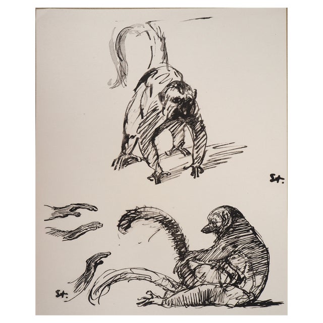 Théophile Alexandre Steinlen, The Monkeys, 1933, Lithograph For Sale