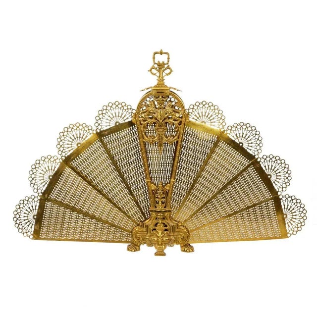 Metal 20th Century Fireplace Screen in Gilded Bronze and Brass Peacock For Sale - Image 7 of 7