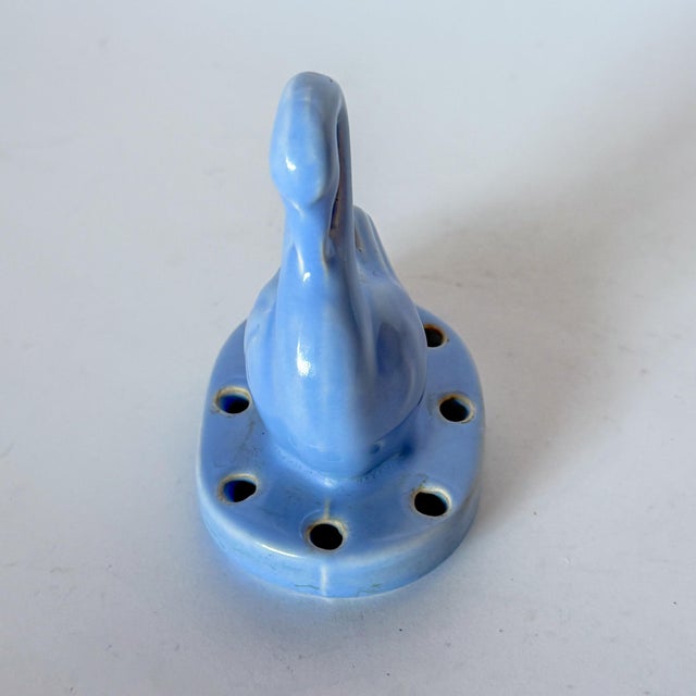 Vintage Perwinkle Swan Flower Frog by Shawnee Pottery For Sale - Image 4 of 7