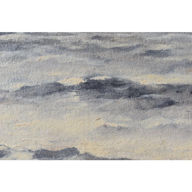 Vintage Steely Seascape Painting on Board, Signed by the Artist, Circa Mid-20th Century For Sale - Image 11 of 14