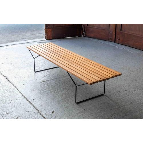 Wood Slatted Bench 400 by Harry Bertoia For Sale - Image 7 of 18