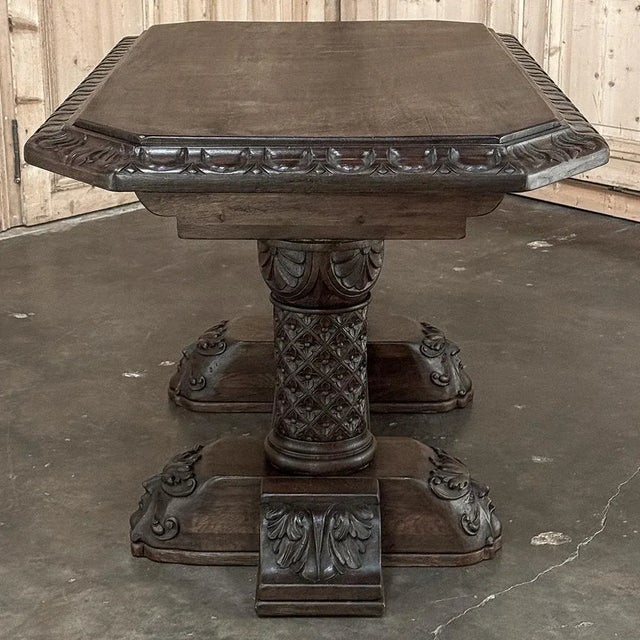 Wood 19th Century French Gothic Revival Library Table For Sale - Image 7 of 12