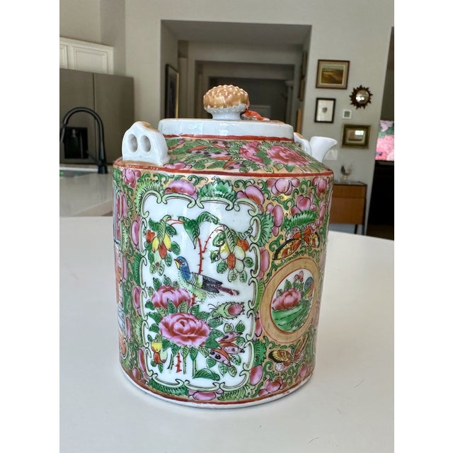 Rose Chinese Famille Rose Porcelain Lidded Teapot- 19th Century For Sale - Image 8 of 18