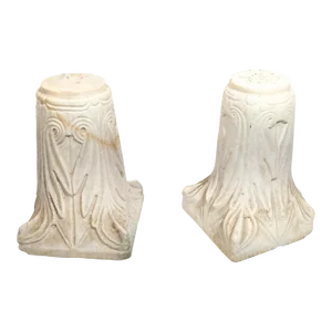 19th Century Carved Pair of Architectural Garden Marble Column Capitals