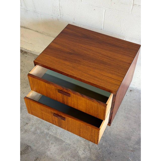 1960s Rosewood Nightstand Side Table With Two Drawers Made in Denmark Mid-Century Modern 1960s For Sale - Image 5 of 9
