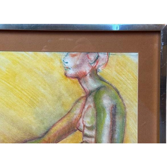 1990s Original Andi Pepper Expressive Nude Figure Study Drawing Vibrant Mid Century Modern Style For Sale - Image 9 of 11
