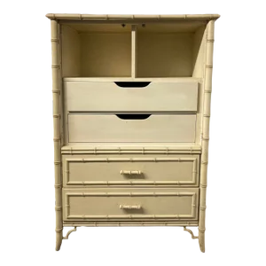 Mid 20th Century Vintage Faux Bamboo Highboy Dixie Dresser