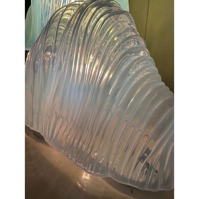 Glass 1960s Carlo Nason for Mazzega Iceberg Lamp Pair in Opaline Glass For Sale - Image 7 of 12