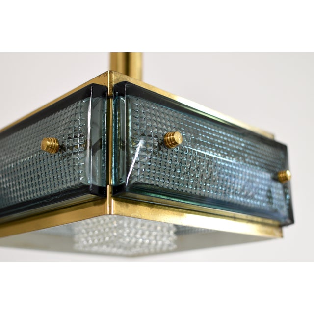 Mid Century Malmö Metallvarufabrik Pendant Light Brass and Green Glass For Sale - Image 4 of 12