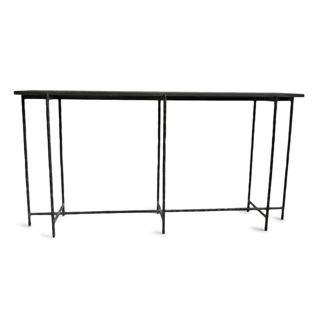 Contemporary Grey Smoke Slate Thin Long Console Table For Sale - Image 3 of 10