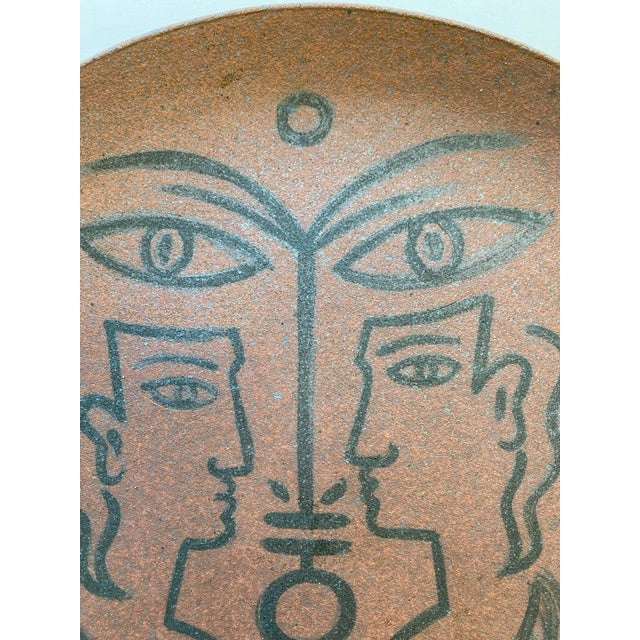 Art Deco Slab Built Decorated Earthenware Platter in Manner of Jean Cocteau For Sale - Image 3 of 8