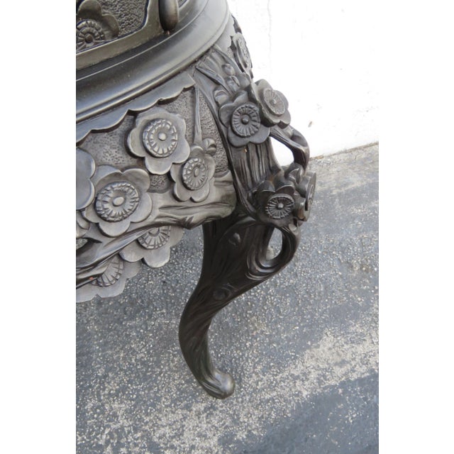 Hollywood Regency Early 1900s Oriental Heavy Hand Carved Large Center Side Table For Sale - Image 3 of 12