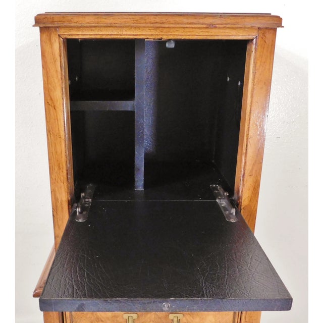 Small Vintage Mid Century Campaign Oak Wood Cabinet For Sale In West Palm - Image 6 of 12