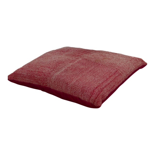 Antique Crimson Red Saami Floor Cushion For Sale