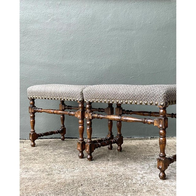 Vintage Lewis Mittman Nailhead Low Stools - A Pair For Sale - Image 9 of 12