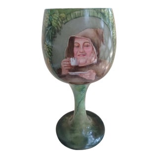 Antique American Belleek Willets Hand Painted Monk Chalice C1900 For Sale