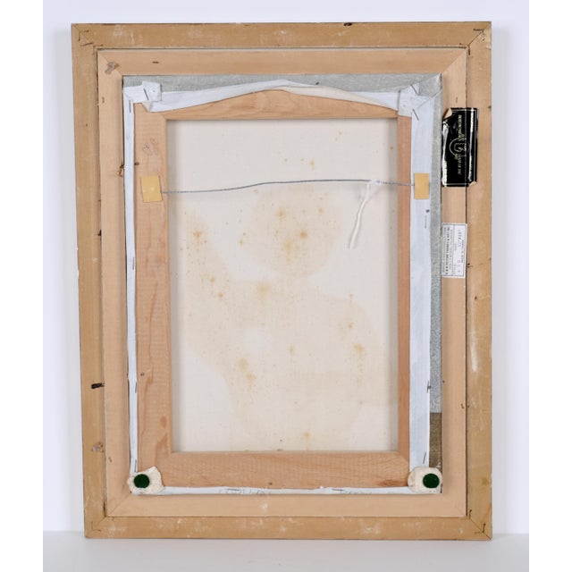 Wood Joyce Roybal Guitarist Hand Painted & Signed Original One of a Kind Oil Painting on Canvas in Gilded Frame Late 20th Century For Sale - Image 7 of 7