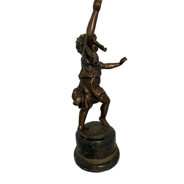 Bronze Cherub Child on Marble Base, 20th-Century For Sale - Image 5 of 10