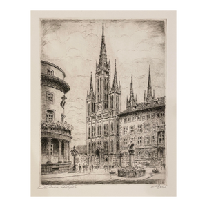 1960s Wiesbaden Germany Palace Square Etching