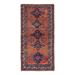 Decorative Antique Caucasian Wool Rug - 4`9" X 9`1" For Sale