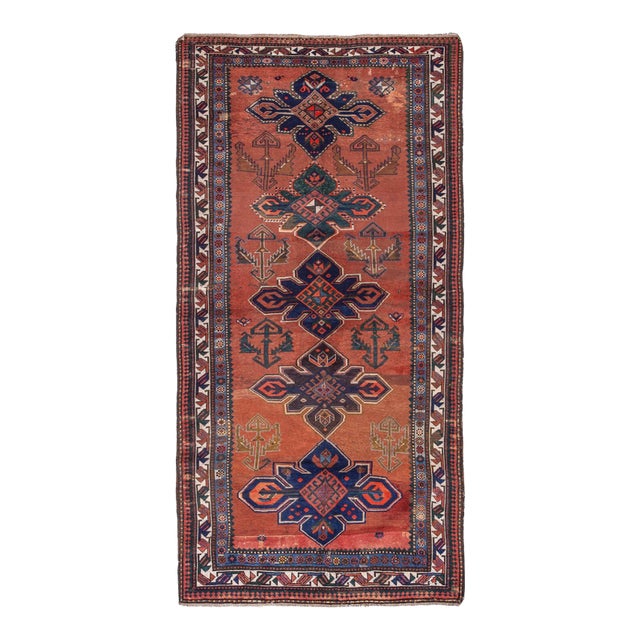 Decorative Antique Caucasian Wool Rug - 4`9" X 9`1" For Sale