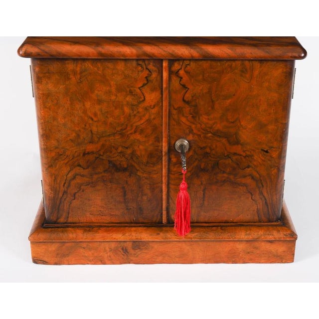 Wood Antique Victorian Burr Walnut Cigar Humidor, 1870s For Sale - Image 7 of 13