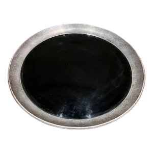 1960s Gorham Round Service Tray Silverplate Black Formica