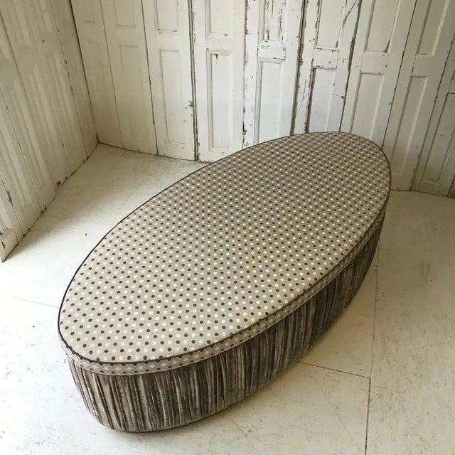 Large Vintage Ottoman in Fabric For Sale - Image 5 of 10