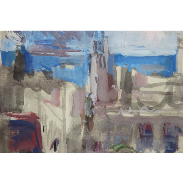 Abstract Late 20th Century Abstract Watercolor Cityscape Painting For Sale - Image 3 of 7