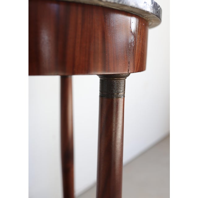 Gray 19th Century Empire-Style Pedestal Table in Walnut Veneer With Gray Marble Top For Sale - Image 8 of 8