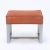 An elegant pair of chrome and leather covered benches or small stools. Contemporary