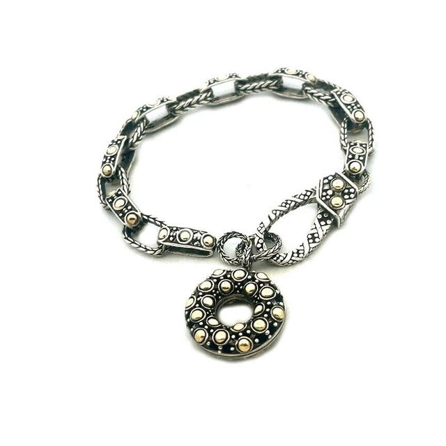 Late 20th Century John Hardy Jaisalmer Bracelet 18k Gold Sterling Silver Oval Link Style For Sale - Image 5 of 6