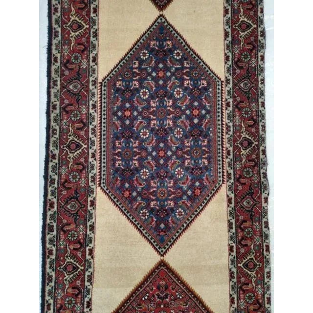 Wool pile genuine hand made very fine Persian Bijar runner-
