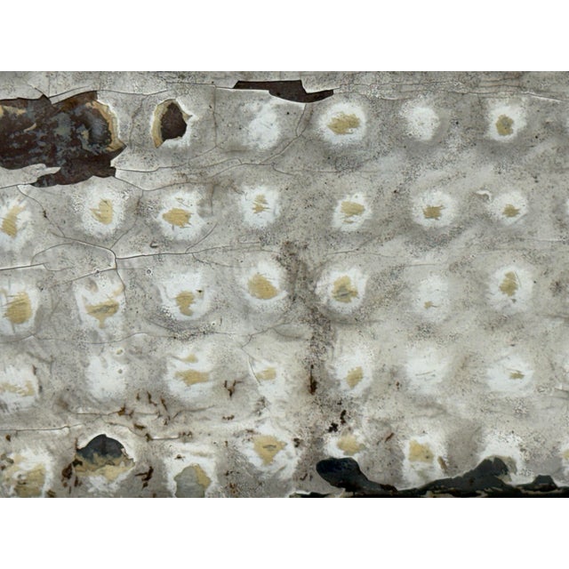 White Distressed White Embossed Tin Architectural Wall Panel, Vintage For Sale - Image 8 of 12