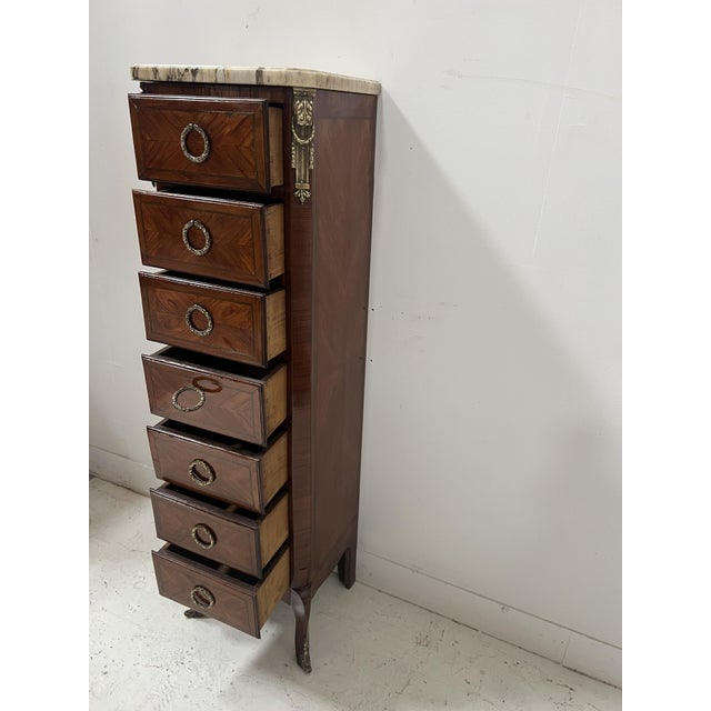 Transition Style Wooden Veneer Chest of Drawers from Befos For Sale - Image 9 of 10