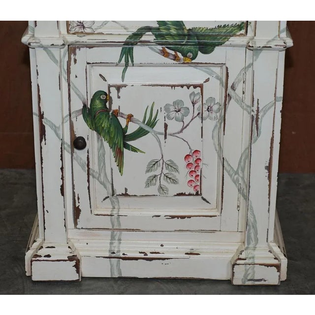 Hand Painted Parrots / Birds of Paradise Side End Table Bedside Drawers, Set of 2 For Sale - Image 16 of 18