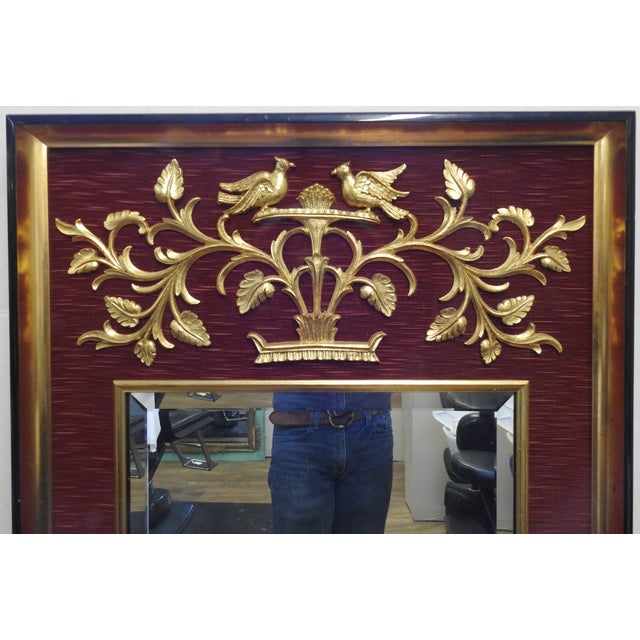 LaBarge Mirrors of Holland, Michigan, USA, offered this stunning mirror in the mid-1950's. Textured red velvet serves as a...