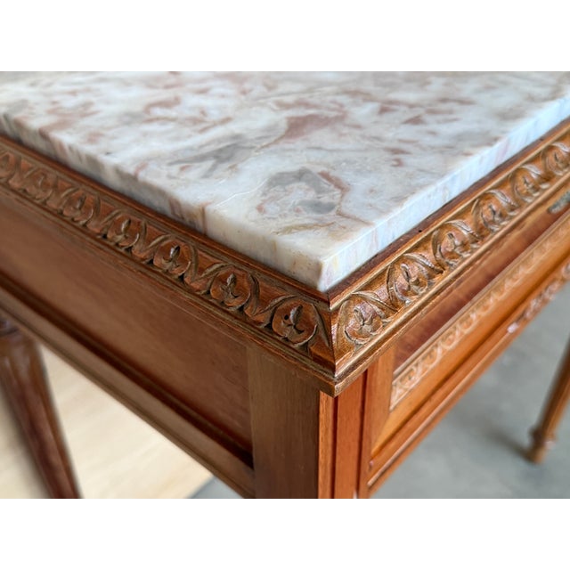 Brown Early 20th Century French Carved Wood Nightstands, 1940s, Set of 2 For Sale - Image 8 of 9