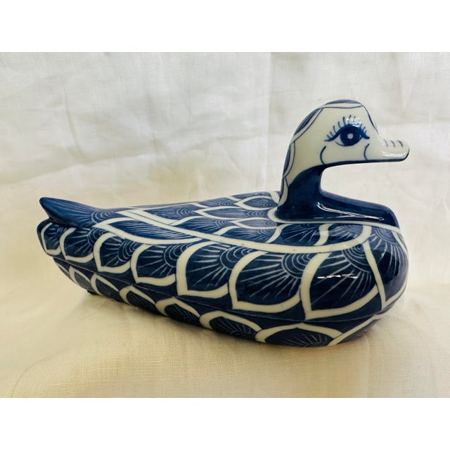 Blue & White Duck Trinket Dish For Sale - Image 4 of 7