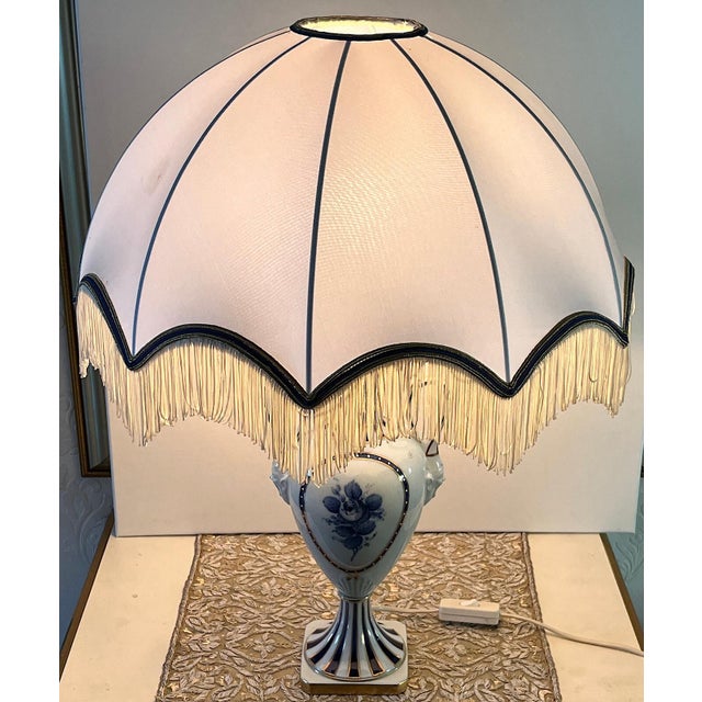 Saint Croix Limoges Porcelain Table Lamp with Fabric Shade, 1950s For Sale - Image 10 of 11
