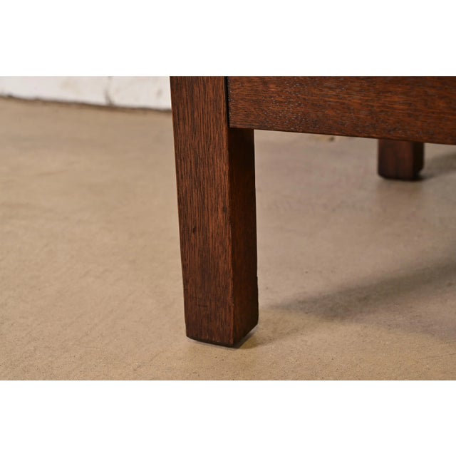 Stickley Brothers Style Antique Mission Oak Arts & Crafts Sideboard or Bar Cabinet, Newly Refinished For Sale - Image 9 of 11