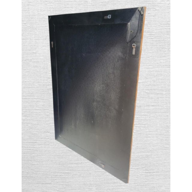 ​vintage Grand Scale Studded Leather and Mother-of-Pearl Inset Wall Mirror For Sale In West Palm - Image 6 of 12