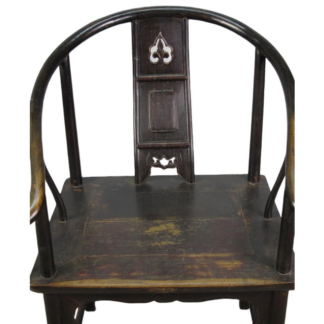 A Pair Antique Chinese Round Back Arm Chairs For Sale - Image 9 of 13
