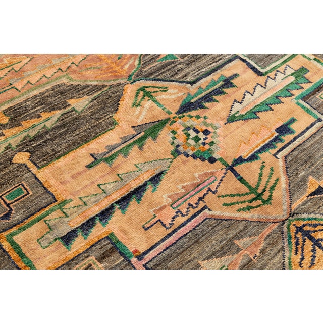 Modern Baluch Style Hand-Knotted Area Wool Rug – Abstract Geometric Tribal 6x8 For Sale - Image 10 of 10